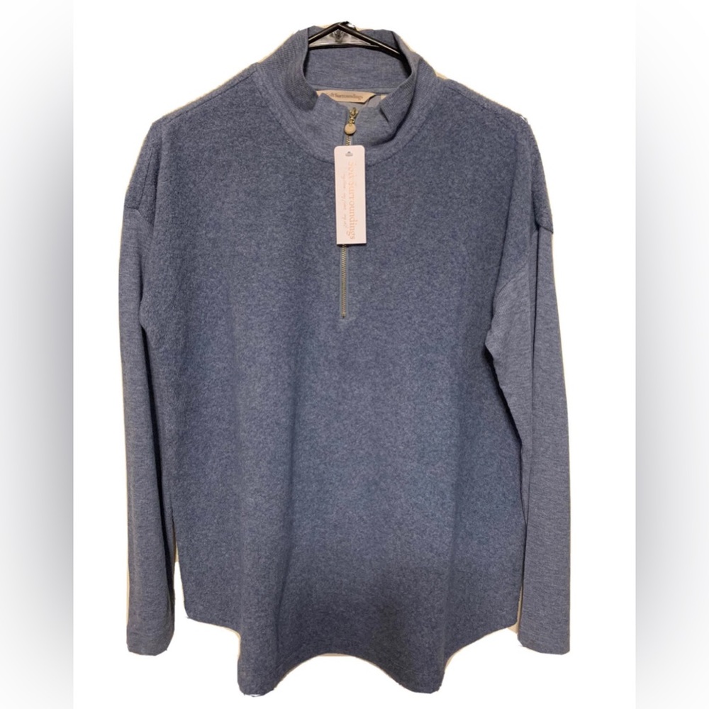 New Soft Surroundings Adalyn Medium Petite Pullover Sweater Fleece Half Zip